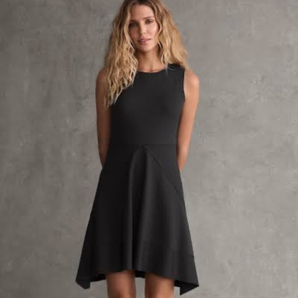 CAbi Black Sleeveless Fit-and-Flare Dress